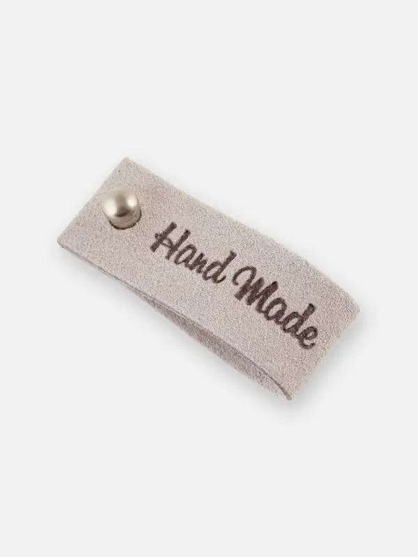 Бирка с кнопкой Hand made, 8&times;1.5 см, 10 шт., серая