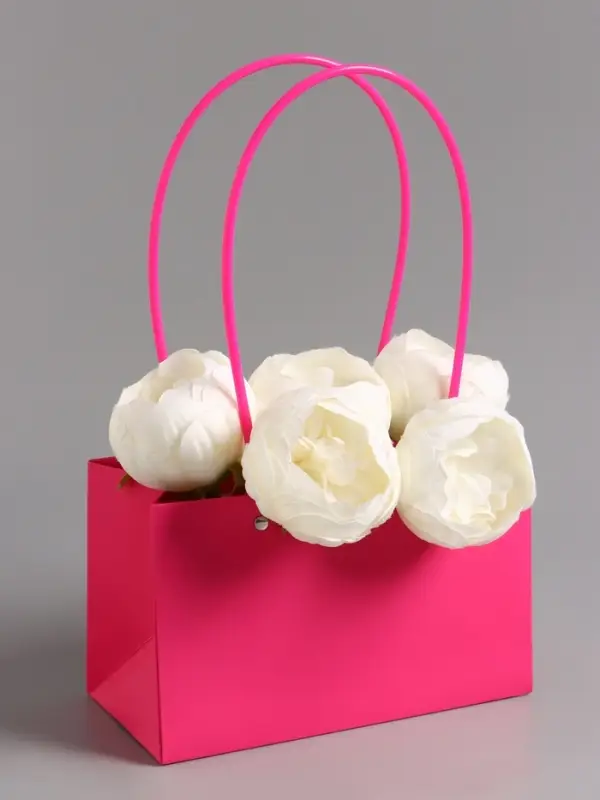 Сумка переноска для цветов, влагостойкая, фуксия, 22&times;10.5&times;13.5 см