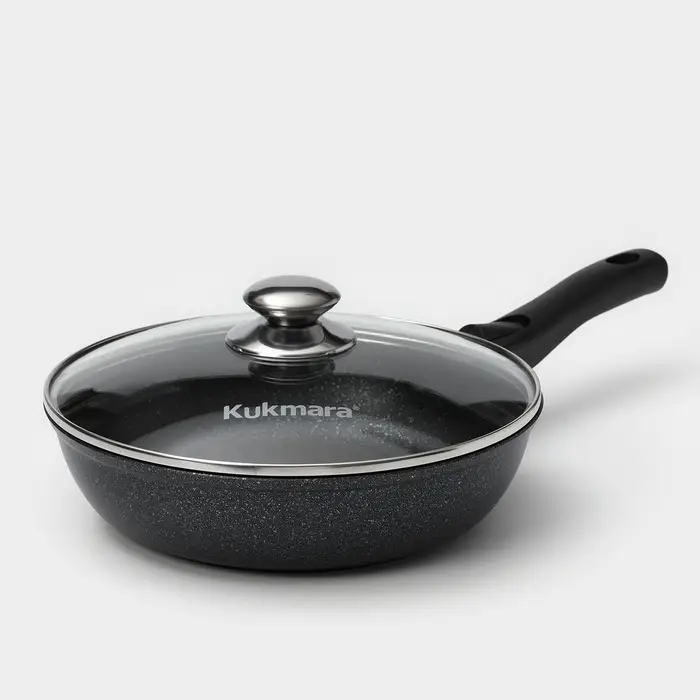 Набор посуды KUKMARA &laquo;Мраморная №3&raquo;, 6 предметов, съёмная ручка, антипригарное покрытие, литой алюминий, литой алюминий