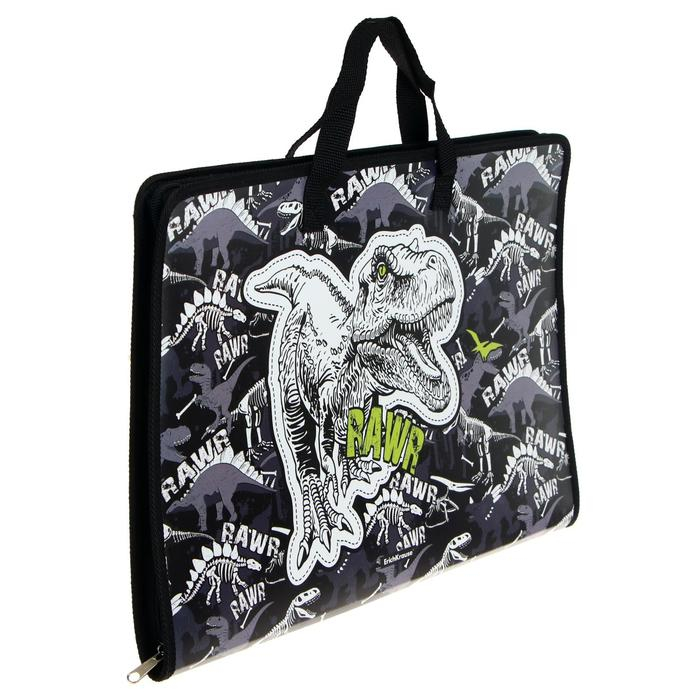 Папка с ручками А3, 30 мм 464 х 316, ErichKrause, Dinosaur Park, пластик, молния вокруг, для мальчика