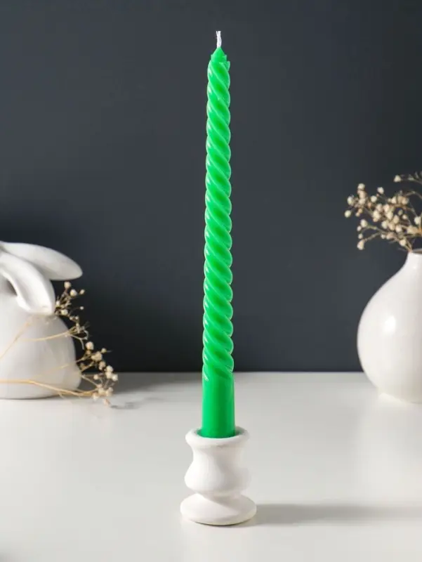 Набор свечей витых 25 см, 3 шт., 57 г, 5 ч, зелёный