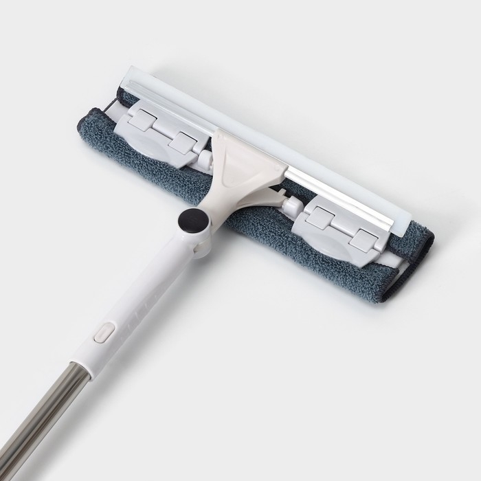 Окномойка бабочка Raccoon, стальная телескопическая ручка, микрофибра, поворот на 180°, 27×7×114(137) см Окномойка бабочка Raccoon, стальная телескопическая ручка, микрофибра, поворот на 180°, 27×7×114(137) см