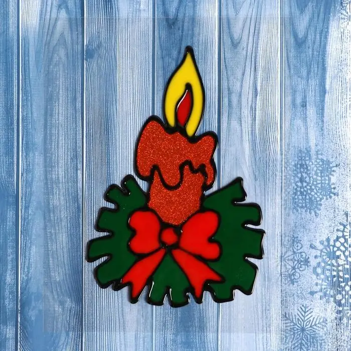 Наклейка на стекло «Свеча новогодняя», 10×15 см Наклейка на стекло «Свеча новогодняя», 10×15 см