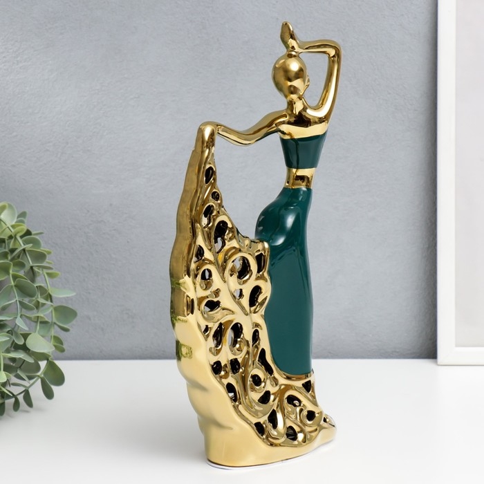 Сувенир керамика  Сувенир керамика "Танец Кармен" тёмно-зелёный с золотом 31х17 см