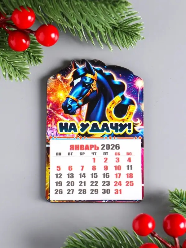 Набор новогодних магнитов-календарей, 2 шт, "На удачу, Достатка" 9,5х6,5 см