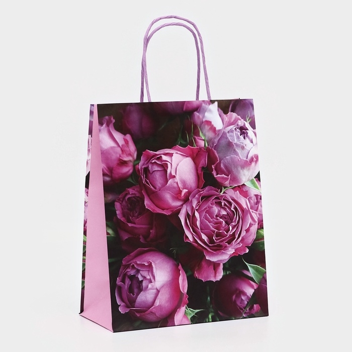 Пакет крафт «Пионы», 22 х 12 х 27 см, 1 шт Пакет крафт «Пионы», 22 х 12 х 27 см, 1 шт