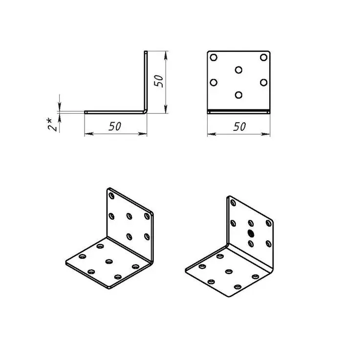 Уголок крепёжный 50 х 50 х 50 х 2 мм, оцинкованный Уголок крепёжный 50 х 50 х 50 х 2 мм, оцинкованный