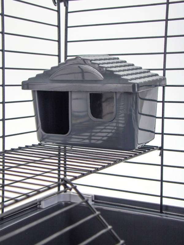 Клетка для грызунов Клетка для грызунов "Пижон" складная, 38 х 27 х 27 (домик, миска, колесо) серая