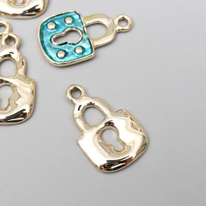 Декор для творчества металл  Декор для творчества металл "Голубой замочек" серебро, эмаль 1,6х1,1 см