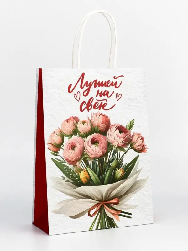 Пакет подарочный крафт «Лучшей на свете» 18×8×25 См