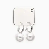 Серьги с жемчугом &laquo;Капля&raquo;, полукруг, белые в серебре