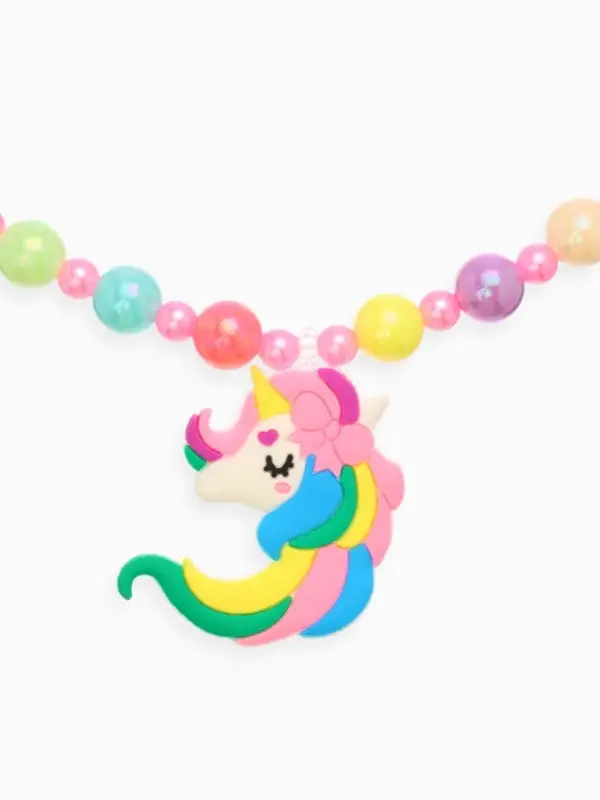 Набор детских украшений &laquo;Выбражулька. Единорог&raquo;, 3 предмета: заколка, кулон, браслет d=5 см, розовый