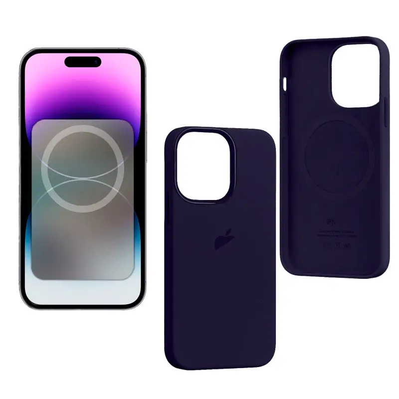 Чехол iPh 14 Pro Silicon Case 100% ORG Elderberry (MagSafe + анимация NFC Clear) c LOGO