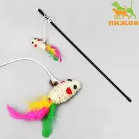 Дразнилка-удочка &laquo;Мышь из сизаля&raquo;, цвет МИКС