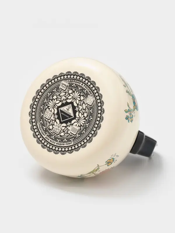 Чайник &laquo;Луговые цветы&raquo;, 3 л, со свистком, индукция, эмалированная сталь, бежевый