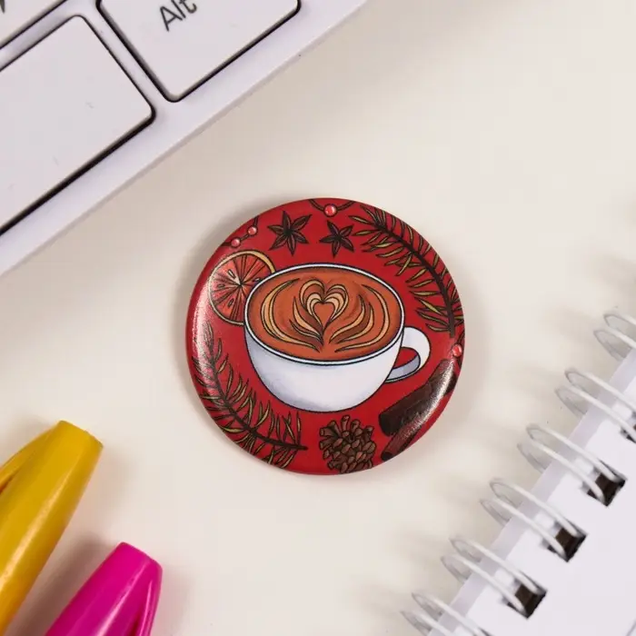Значок закатной d=35 мм Значок закатной d=35 мм "Кофе" 6,5х6,5 см