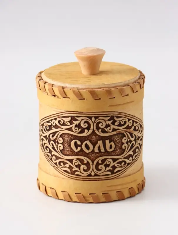 Туес &laquo;Соль&raquo;, узор, 9&times;9&times;9.5 см, банка для хранения, береста