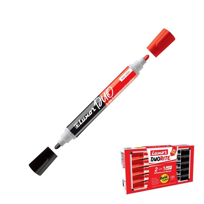 Маркер для белых досок Luxor Duorite, 1-3 мм, двусторонний, пулевидный, чёрный/красный Маркер для белых досок Luxor Duorite, 1-3 мм, двусторонний, пулевидный, чёрный/красный