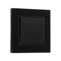 Выключатель TOT Glossy Glass, 10 А, 1 клавиша, с подсветкой, скрытый монтаж, стеклянная рамка, чёрный