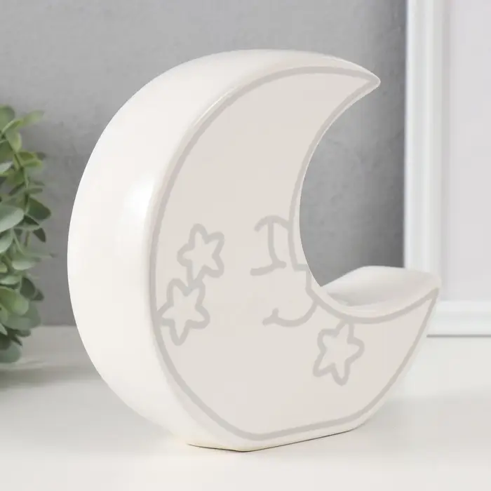 Копилка для денег &laquo;Месяц со звёздами&raquo;, керамика, белый, 20&times;5.5&times;19.8 см