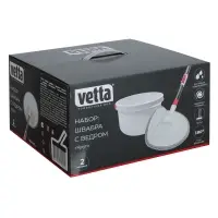 VETTA Набор швабра с круглым ведром, 2 насадки, ABS-пластик, полипропилен, нерж.сталь