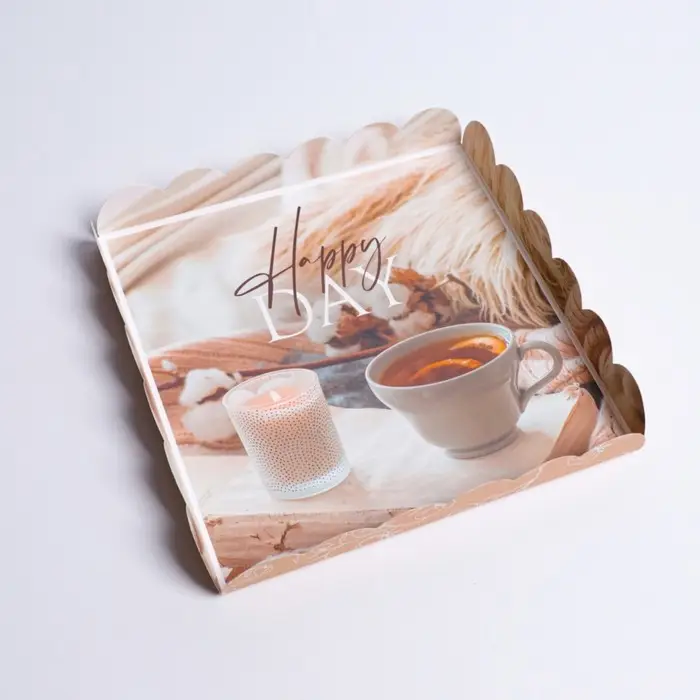 Коробка для печенья, кондитерская упаковка с PVC крышкой, &laquo;Уютный вечер&raquo;, 21 х 21 х 3 см