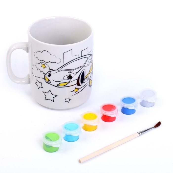 Набор для росписи керамической кружки &laquo;Спортивные машинки&raquo;, 300 мл