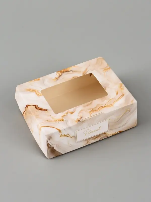 Коробка подарочная с окном &laquo;Мрамор&raquo;, 10&times;8&times;3.5 см, самосборная