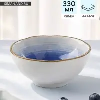 Миска Доляна &laquo;Космос&raquo;, 330 мл, d=12.6 см, фарфор, белая, синяя