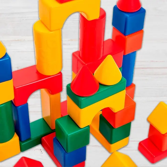 Кубики детские, пластиковые, цветные, 60 штук, 6&times;6 см