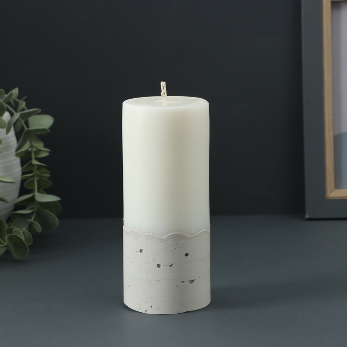 Свеча-цилиндр Свеча-цилиндр "Бетон", 6х15 см, белая