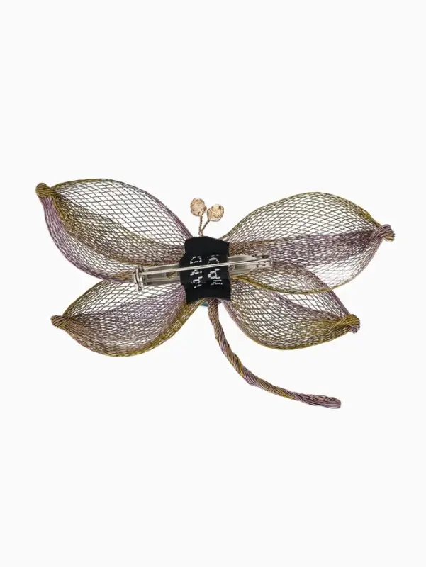 Брошь &laquo;Стрекоза&raquo; плетёная, цвет розово-золотой