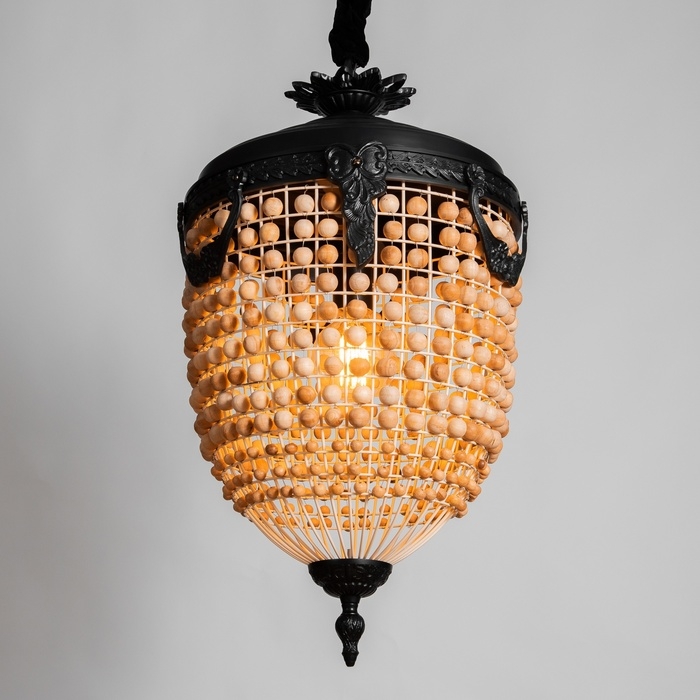 Светильник потолочный "Юлий" коричневый/чёрный 1х40Вт, Е27, 37х37х70 см