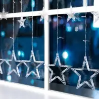 Гирлянда &laquo;Бахрома&raquo; 2.4&times;0.9 м с насадками &laquo;Звёзды&raquo;, IP20, прозрачная нить, 138 LED, свечение мульти, 8 режимов, 220 В