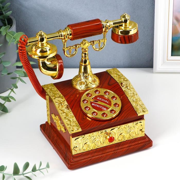 Шкатулка пластик музыкальная механическая Шкатулка пластик музыкальная механическая "Ретротелефон" 13х14,5х21 см