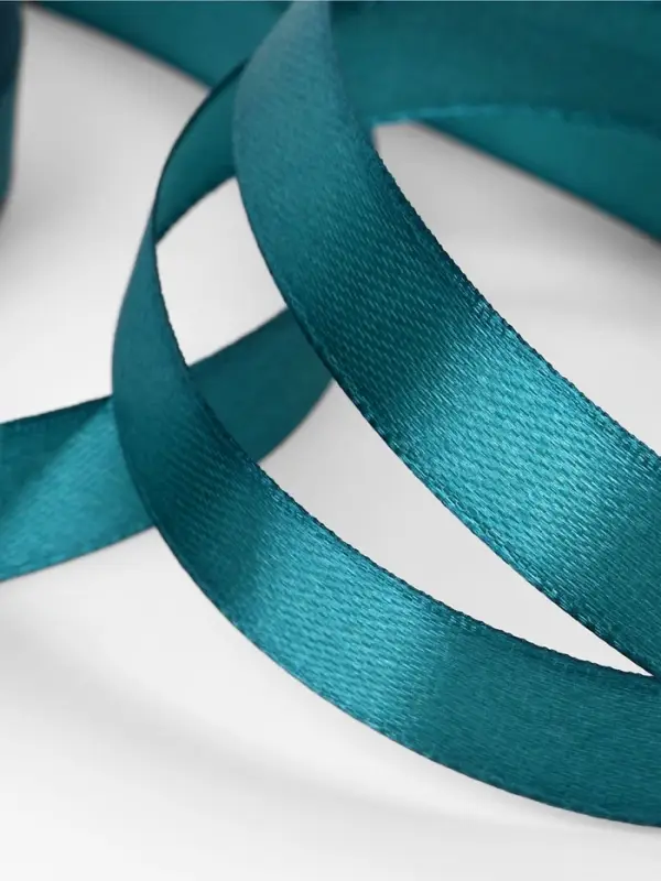 Лента атласная, 12 мм, 23±1 м, тёмно-бирюзовая №62 Лента атласная, 12 мм, 23±1 м, тёмно-бирюзовая №62