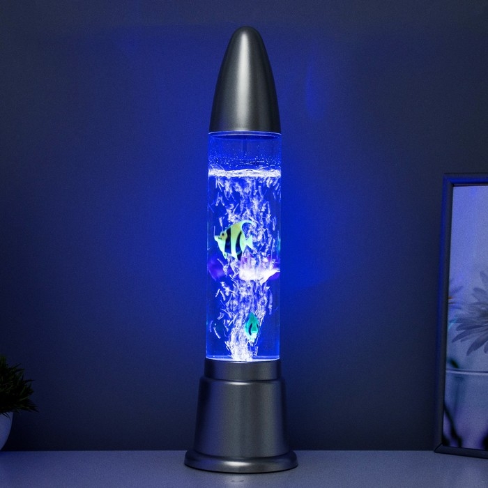 Светильник  Светильник "Аквариум" LED RGB, лава, серебро 12x12x50 см