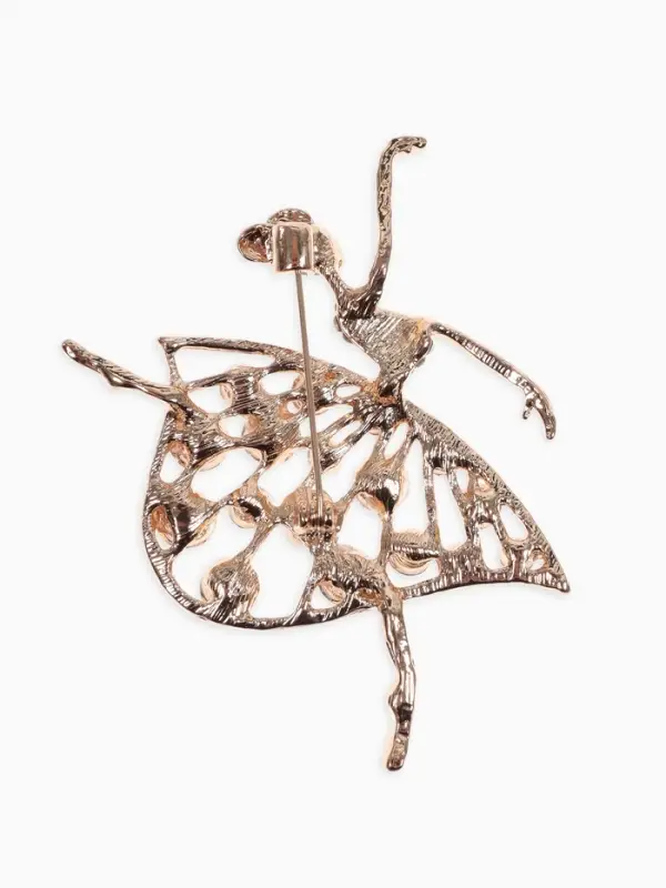 Брошь &laquo;Балерина&raquo;, в платье, цветная в золоте