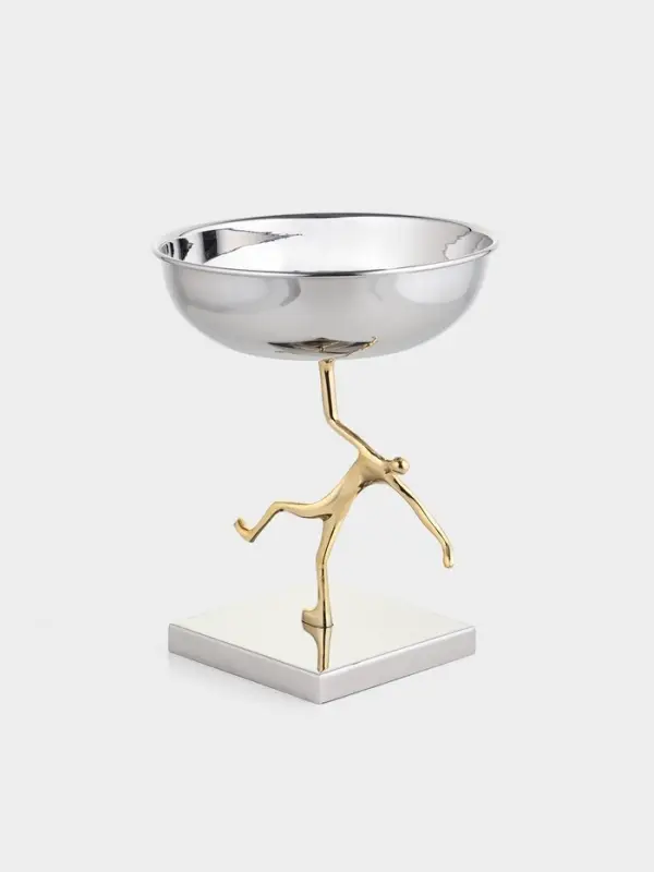 Блюдо сервировочное на подставке &laquo;Человек&raquo;, d=18 см, нержавеющая сталь, латунь