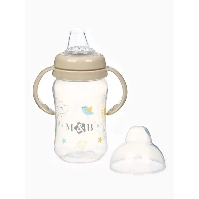 Поильник - непроливайка с силиконовым носиком, 270 мл., бежевый