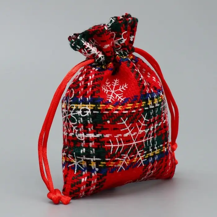 Мешочек подарочный холща «Вьюга», снежинки, 10 х 12 см +/- 1.5 см