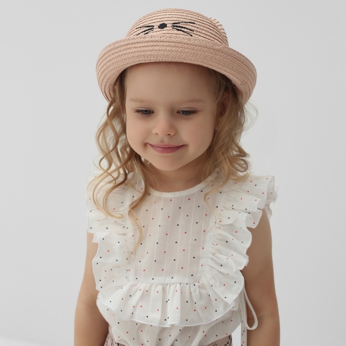Шляпа для девочки MINAKU Шляпа для девочки MINAKU "Кошечка", цв. розовый, р-р 50