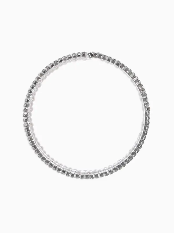 Браслет пружинка со стразами &laquo;Жемчуг&raquo;, d=5.5, белый в серебре