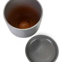 Горшок цветочный с поддоном 5,4 л, d22/h19 см серый керамика, "Перл" (М)