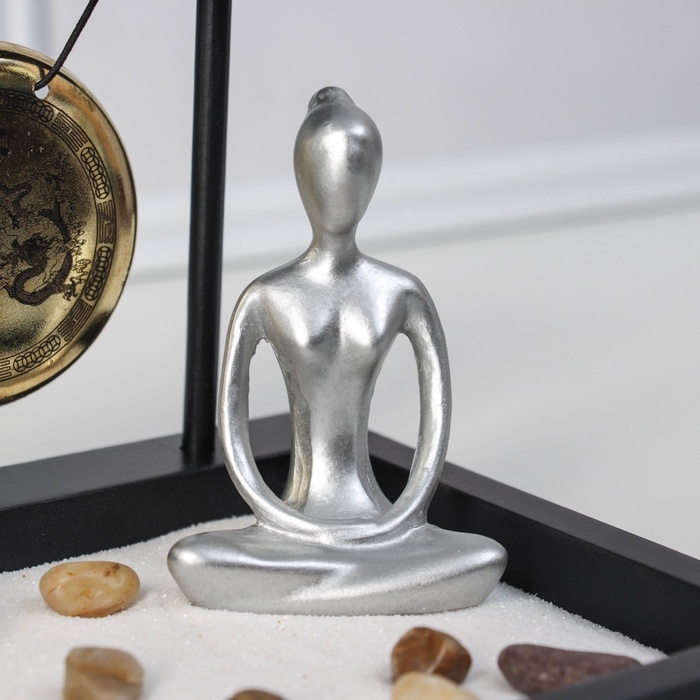 Сад Дзен  Сад Дзен "Медитация инь-ян у гонга" песок+камни+аромапалочка 13,2х15х15,3 см