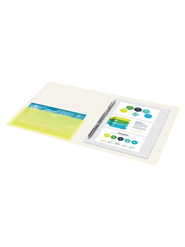 Папка с пружинным скоросшивателем А4, 700 мкм, 27 мм, Calligrata Double Neon, внутренний карман, до 180 листов, желтый неон Папка с пружинным скоросшивателем А4, 700 мкм, 27 мм, Calligrata Double Neon, внутренний карман, до 180 листов, желтый неон