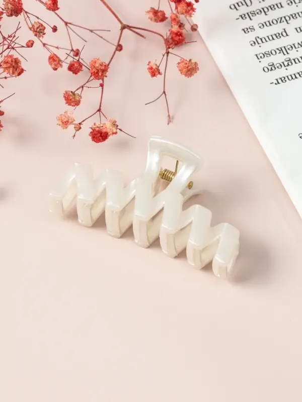 Крабик для волос &laquo;Глянец&raquo;, зигзаг, 6.5 см, белый