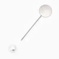 Основа &laquo;Брошь-игла&raquo; с бусиной d=1 см (набор 5 шт.), L=5 см, площадка 1.5 см, цвет серебро