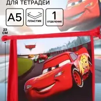 Папка для тетрадей А5, пластик, на молнии, &laquo;Тачки&raquo;