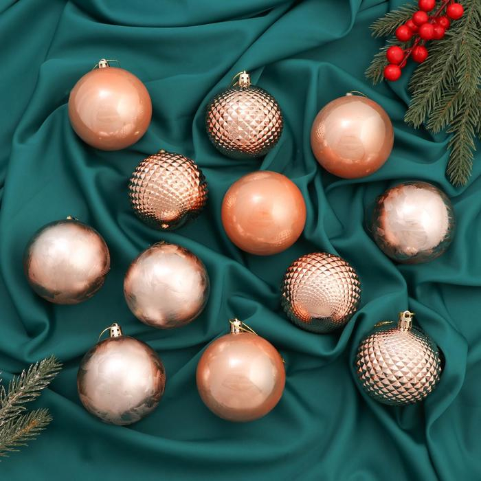 Набор шаров пластик d-7 см, 12 шт Набор шаров пластик d-7 см, 12 шт "Тереса грани"